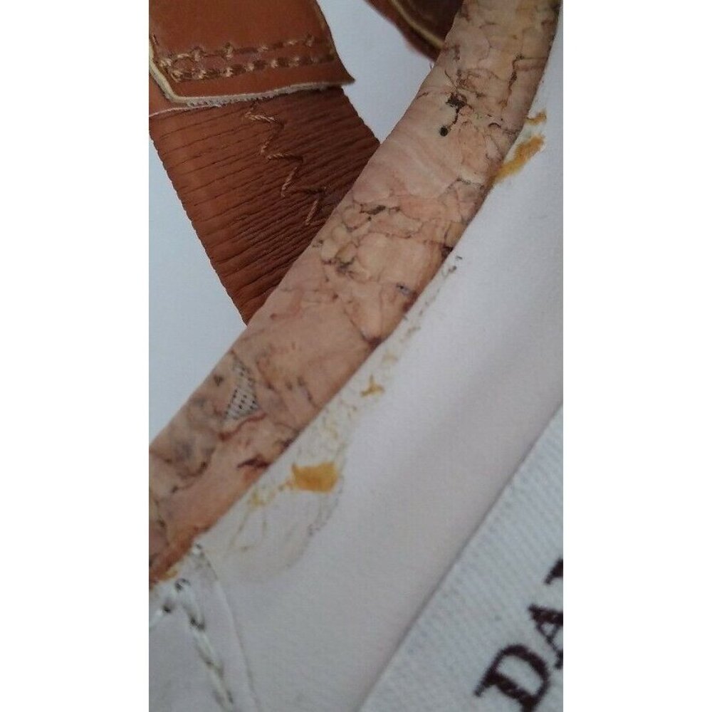 Dana Buchman BILLY BROWN Tan Slip On Strappy Open Toe Cork Wedge Sandals Sz 8 M - Picture 9 of 9